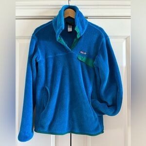Patagonia Bright Blue Fleece with Green Trim